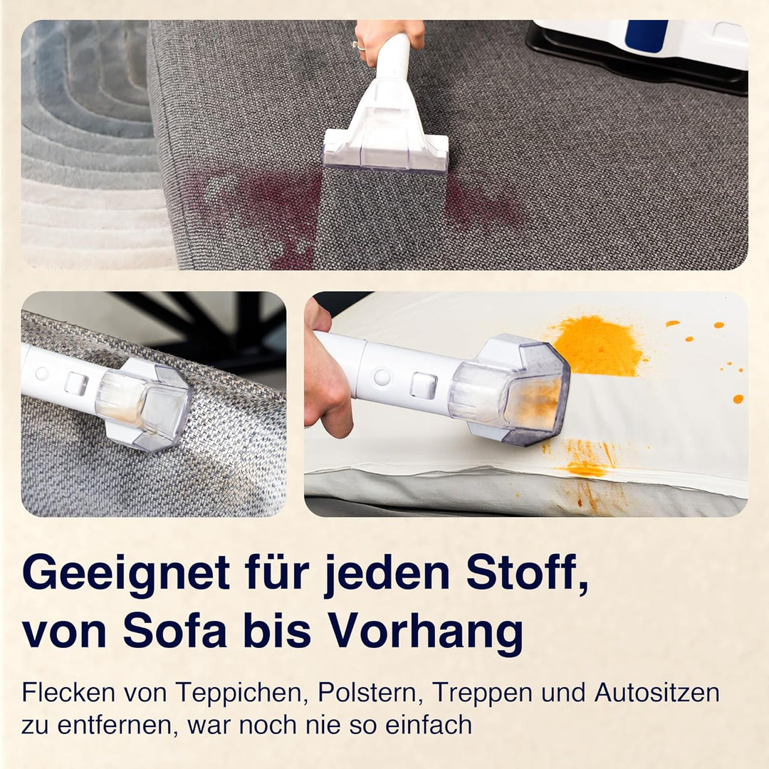Samako Teppichreiniger Polsterreiniger – Kompaktes Handgerät für Teppiche und Sofas, Leistungsstarke