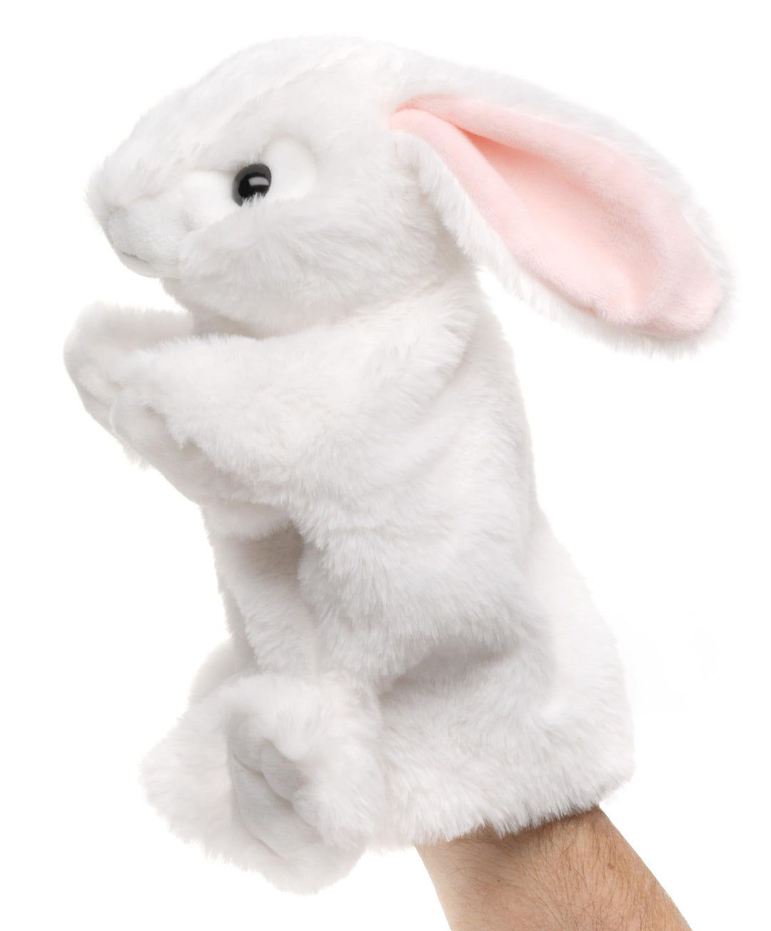 Uni-Toys - Handpuppe Hase (weiss) - 24 cm (Höhe) - Plüsch-Puppe, Kaninchen - Plüschtier, Kuscheltier