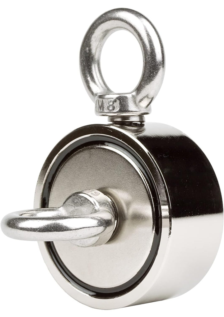 SENSEI Set 150 kg, Doppelseitiger N52 Neodym-Magnet mit 2 Ösen, Ø6 x H2,7 cm, Segelseil 25 m, Schutz