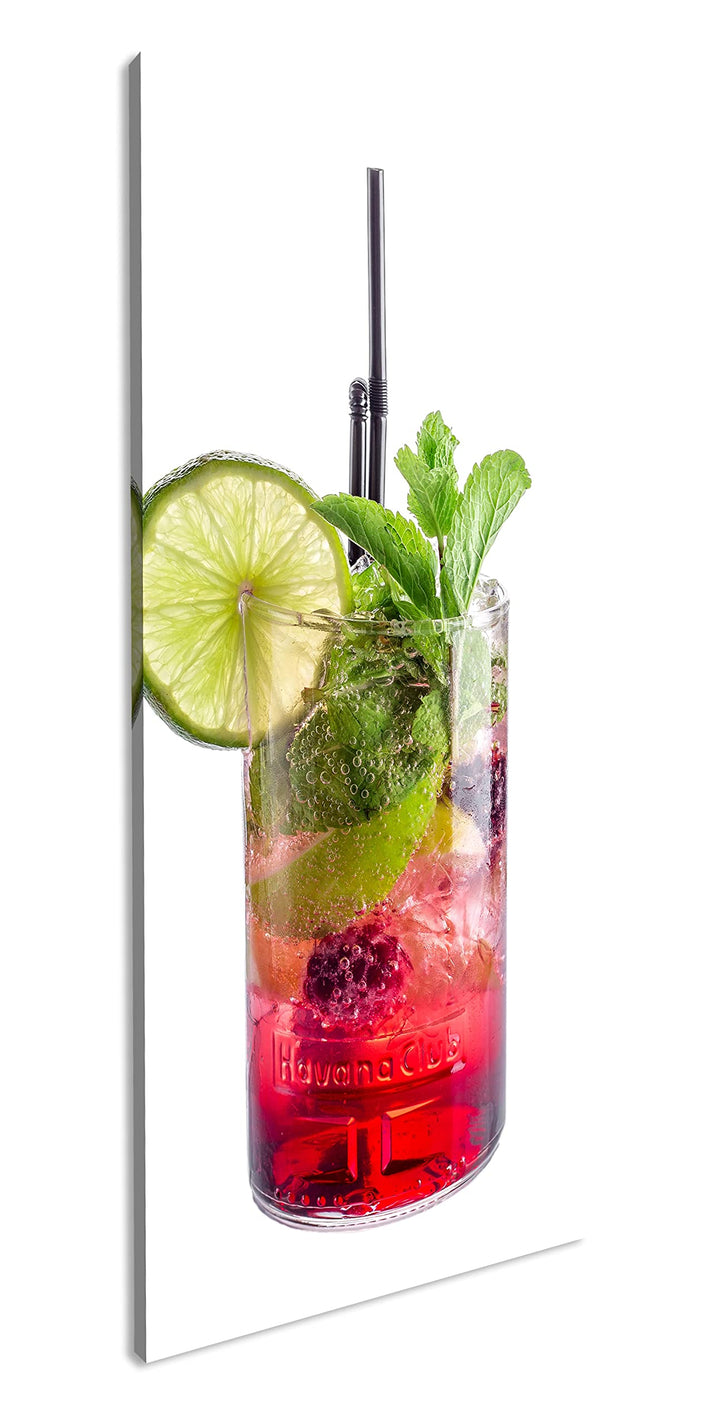 Cocktail Mojito Panorama 60x30 cm als Leinwandbild, Motiv fertig gerahmt auf Echtholzrahmen, Hochwer