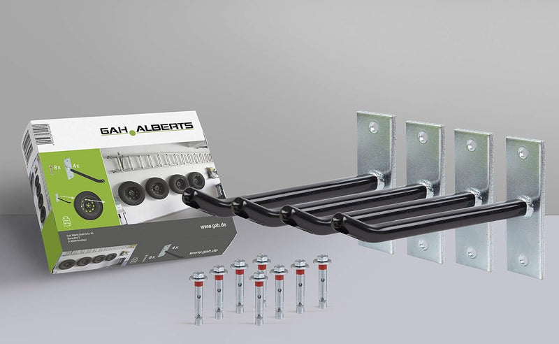 Alberts 801960 Felgenhalter-Set | Wandhalterung für Autofelgen | Reifenhalter mit überzogenem PVC-Sc