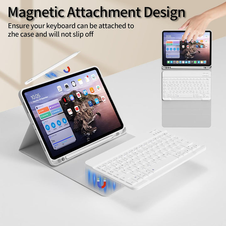 Hülle mit Tastatur für iPad Pro 11 4. / 3. / 2. Generation 2022/2021/2020 mit stifthalter, Magnetisc