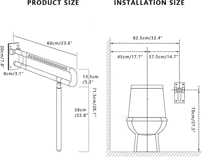 WC Haltegriff Klappbar, Wandstützgriff Stützhilfe Aufstehhilfe Toilette Stütz-Haltegriff Hochklappba