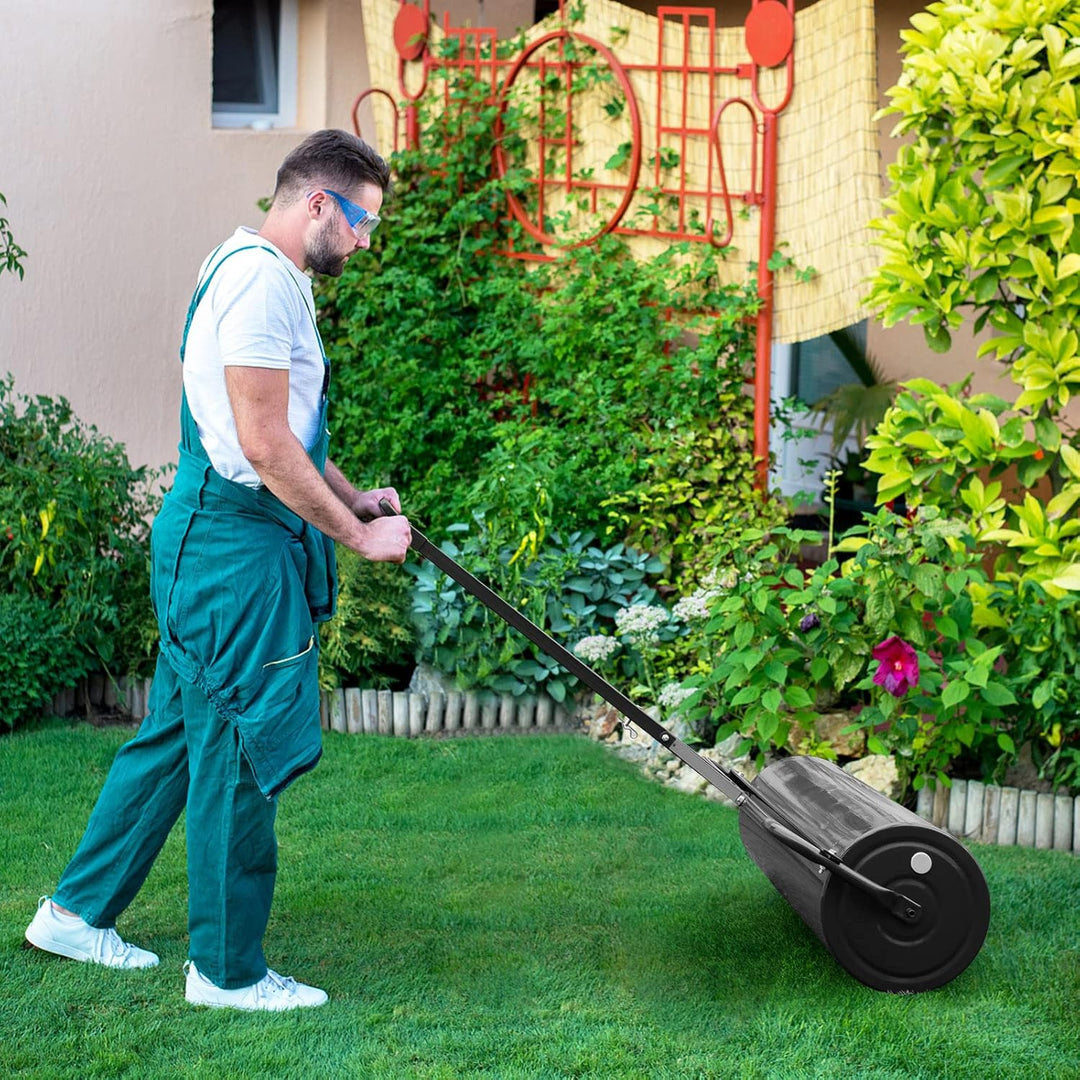 COSTWAY Rasenwalze befüllbar Wasser oder Sand, 63 L, Ø 30 cm x 99 cm, Bodenwalze mit Griff, Gartenwa