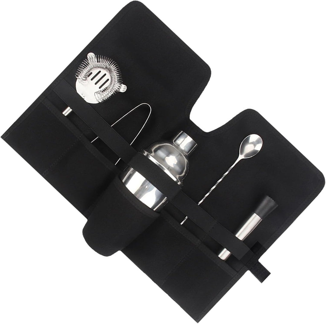 Tragetasche Cocktail-Set aus Segeltuch, Tragbar, Faltbar, Rollgurt, Professionelle Mixologie-Barkeep