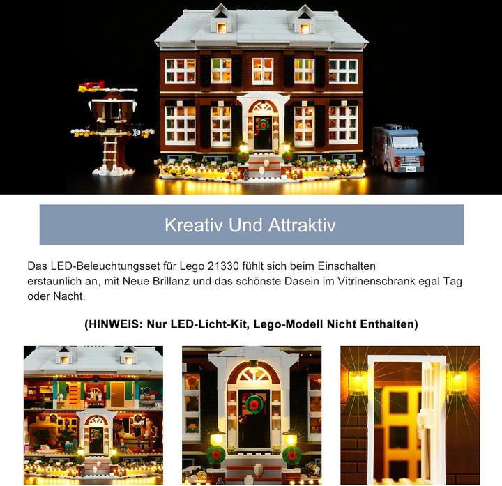 BrickBling Led Licht Set für Lego 21330 Ideas Home Alone, Beleuchtungs Exklusives Collectible Home D