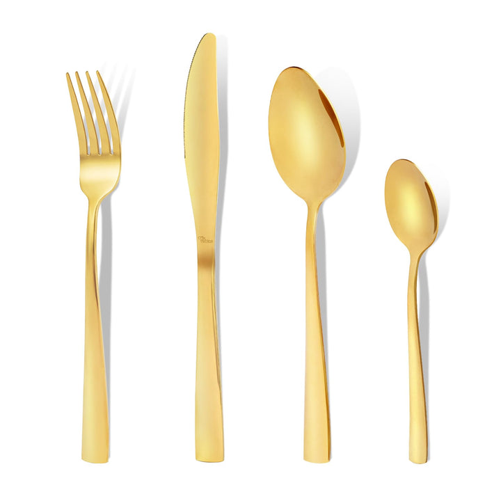Otto Konig Besteck-Set, 24-teilig, für 6 Personen, Gold Edelstahl Besteck-Set, Messer Gabel Löffel K