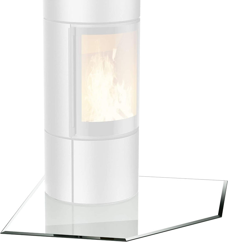 BIJON Glasplatte Fünfeck für Kaminofen mit Dichtlippe, Glasbodenplatte - Funkenschutzplatte Glas mit