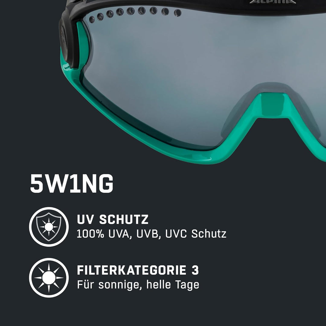ALPINA 5W1NG - Verspiegelte und Bruchsichere Sport- & Fahrradbrille Mit 100% UV-Schutz Für Erwachsen
