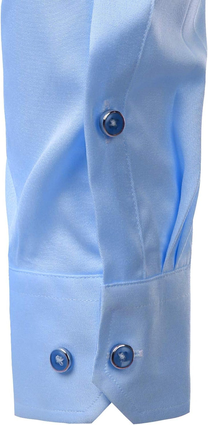 PARKLEES Herren Tailliert Freizeit Langarm Hemd Businesshemd für Hochzeit Business XL Blau, XL Blau