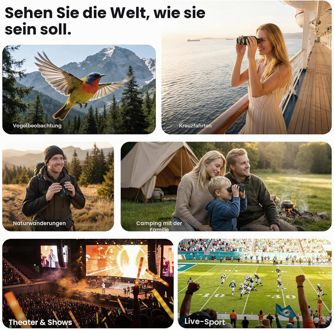 Aurosports 10x25 Kompakt Fernglas Kinder Erwachsene - Ferngläser Klein mit Nachtsicht Schwachem Lich
