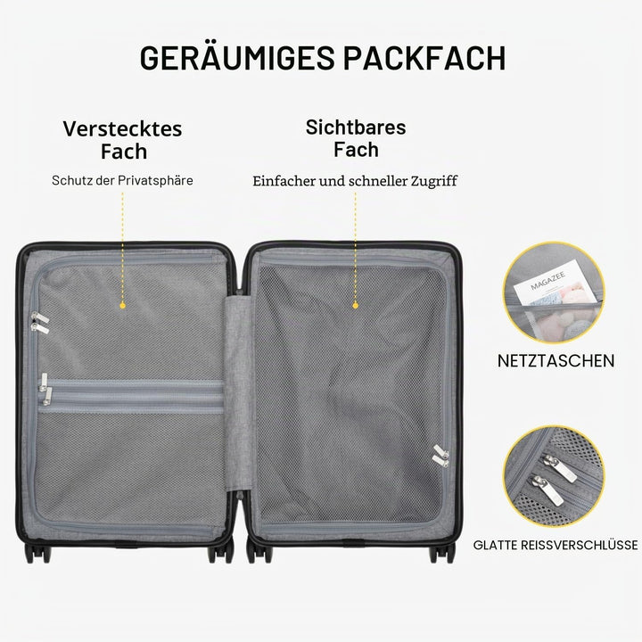 LEVEL8 Handgepäck Koffer Leicht aus 100% Polycarbonat,Koffer Trolleys Hartschalen,TSA,8 Spinner Roll