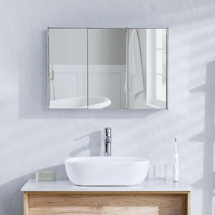 Bath Vida Designs Tiano Badezimmerschrank, dreifacher Spiegel, Wandmontage, moderner Aufbewahrungssc