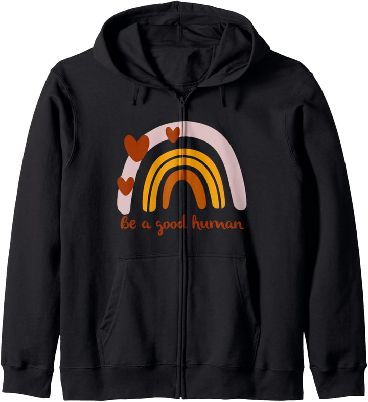 Be A Good Human Rainbow Retro Kindness Kapuzenjacke