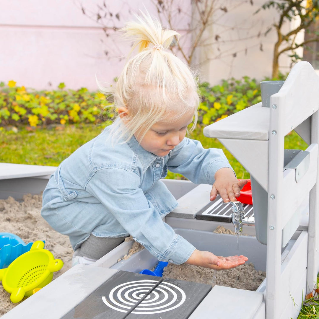 roba Matschküche für Kinder zum Aufhängen - Funktionelle Outdoor Spielküche mit Wasserspender &amp; Zube
