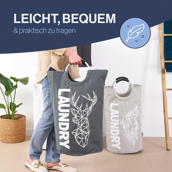 WELLENBORG® Faltbarer Wäschekorb faltbar 2er Set - Wäschesammler Wäschekorb schmal - Laundry baskets