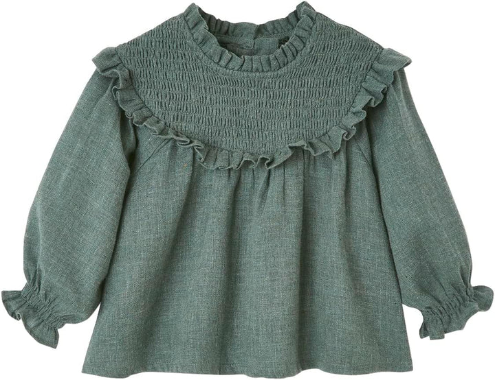 Vertbaudet Mädchen Baby-Set: Bluse gesmokt & Haarband 62 Grün, 62 Grün