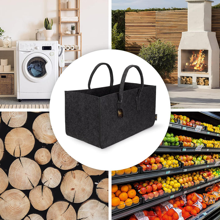 Rubberneck 2er Set Allzweck Filztasche mit Tragegriffen aus Filz, Faltbare Einkaufs-Taschen mit Henk