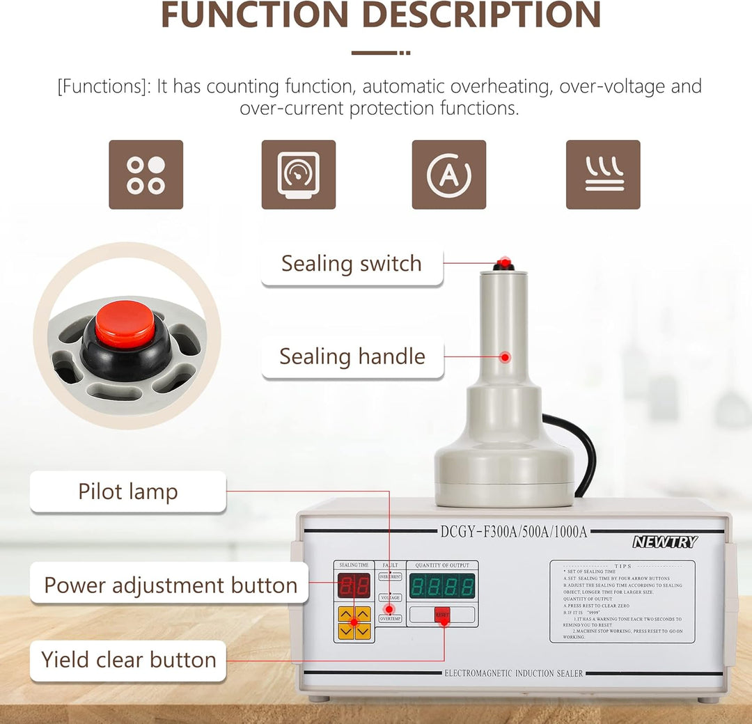NEWTRY 20-100mm DCGY-500 Induktionsdichtungsmaschine, Elektrische Aluminiumfolie-Dichtungsmaschine f