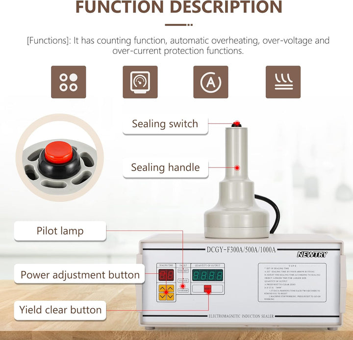 NEWTRY 20-100mm DCGY-500 Induktionsdichtungsmaschine, Elektrische Aluminiumfolie-Dichtungsmaschine f