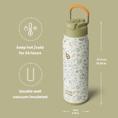 BOTTLE BOTTLE Isolierte Wasserflasche aus Edelstahl, Sport-Trinkflasche Flaschen mit Strohhalm und v