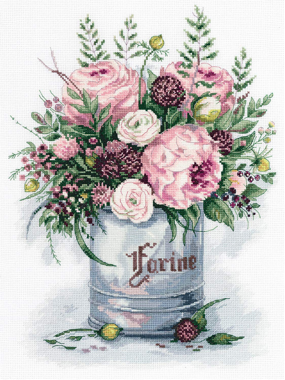 PANNA - Kreuzstich set - Aquarell-Blumenstrauss - C-7050 - Sticken erwachsene - Aida stoff - 35 x 27