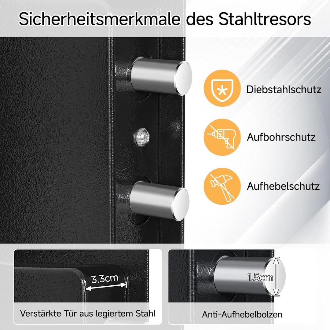 OUUTMEE 45L Tresor Feuerfest mit Feuerfester Wasserdichter Dokumententasche, mit Kombinationsschloss