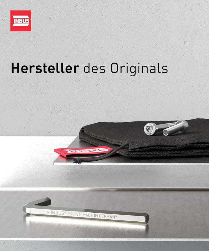INBUS® 70167 Winkelschraubendreher Set 9tlg, 1.5–10mm, mit Kugelkopf — Made in Germany