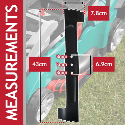 Spares2go 43 cm Metallklinge für Bosch Rotak 43 Ergoflex Ergo-Power Rasenmäher
