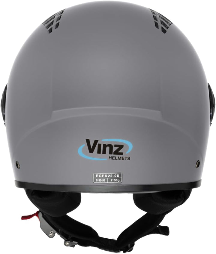 VINZ Como Jethelm mit Visier ECE 22.06 Zertifiziert | Roller Helm Mopedhelm Ideal Für Motoroller & V