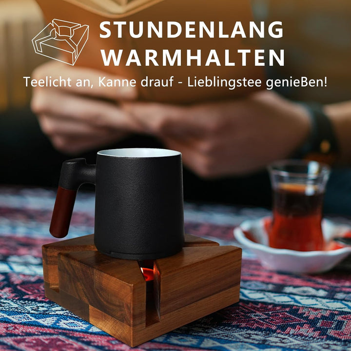 Stövchen Holz - Handgefertigter Teewärmer - Stövchen für Teekanne, Kaffe &amp; Essen - Teestövchen - Sic