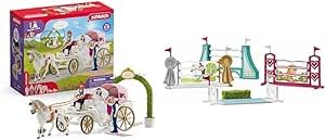 SCHLEICH 42641 Hochzeitskutsche, ab 5 Jahren, Horse Club - Spielset, 106 Teile &amp; 42612 Hindernisse Z