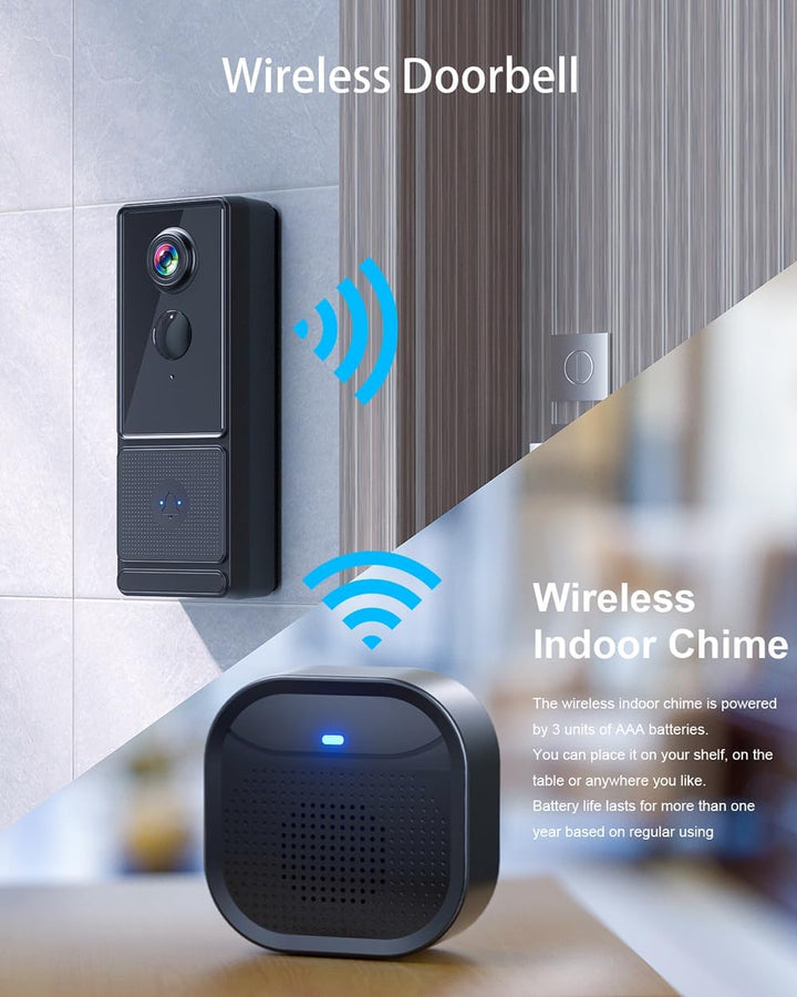 Kabellose WLAN-Türklingel für den Aussenbereich, wasserdicht, 1080P, IPX66, kabellose Türklingel, mi