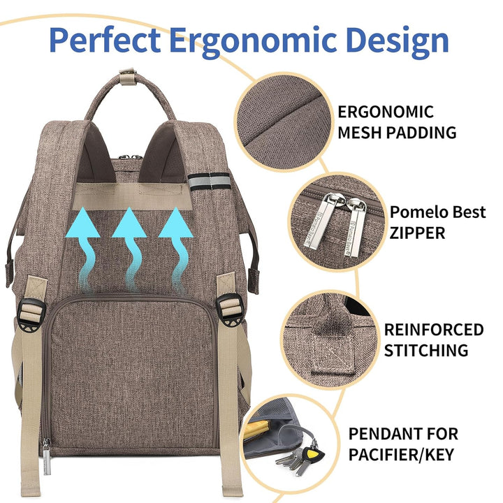 Pomelo Best Baby Wickelrucksack stylische Wickeltasche Rucksack mit Wickelunterlage multifunktional