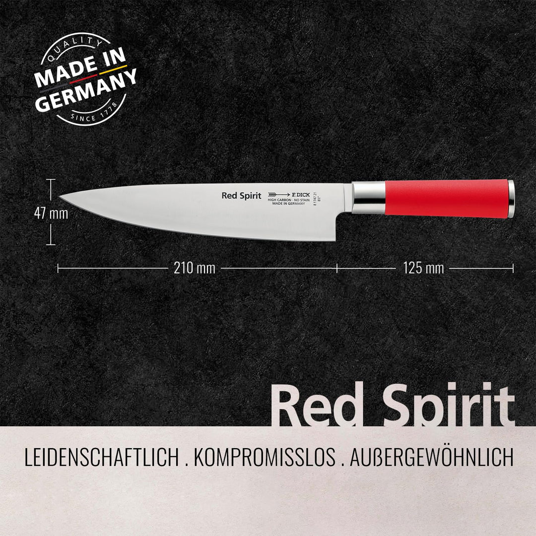 F. DICK Kochmesser, Küchenmesser, Red Spirit (Messer mit Klinge 21 cm, X55CrMo14 Stahl, nichtrostend