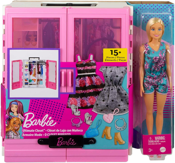 Barbie GBK12 - Traum Kleiderschrank mit Puppe und Puppenzubehör, Spielzeug ab 3 Jahren, Mehrfarbig S