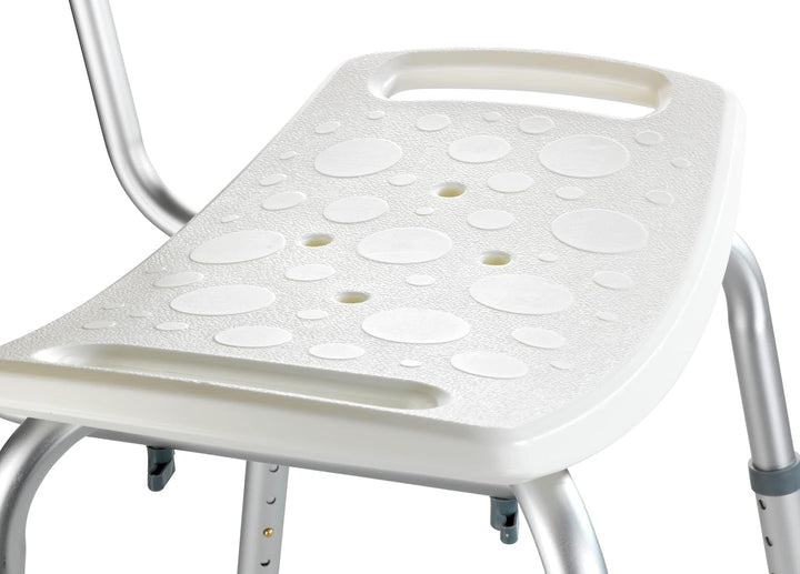 WENKO Badhocker mit Rückenlehne Secura Duschhocker Weiss 49 x 68,5 -85,5 x 54 cm Weiss, 49 x 68,5 -8
