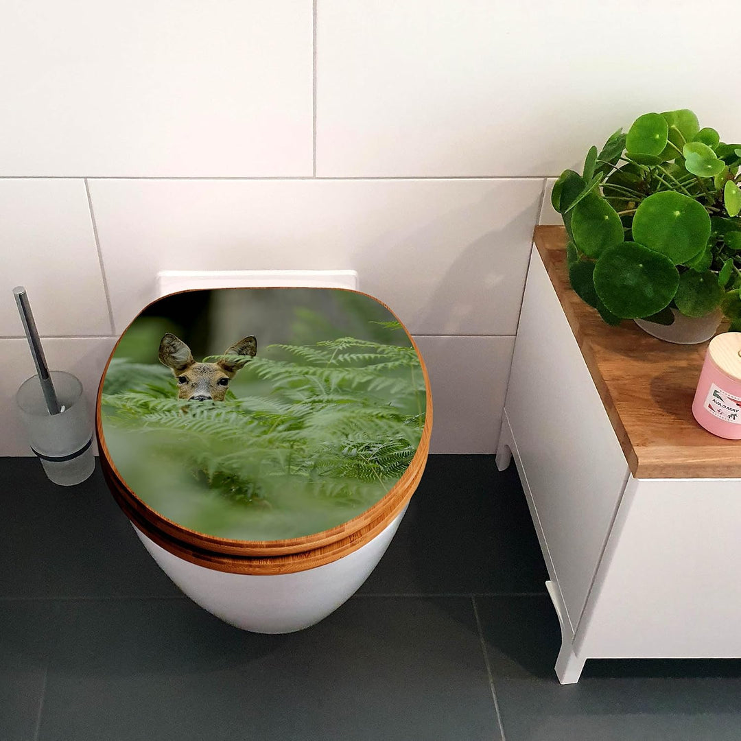 banjado Design WC Sitz Bambus Absenkautomatik 45,8x37,5cm - Toilettendeckel mit Absenkautomatik Holz