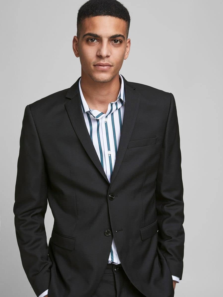 JACK & JONES Male Einreihiger Blazer und Hose JPRSOLARIS Slim Fit Anzug 46 Schwarz, 46 Schwarz