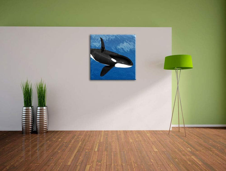 Pixxprint schöner Orca im Meer als Leinwandbild/Grösse: 70x70 cm/Wandbild/Kunstdruck/fertig bespannt