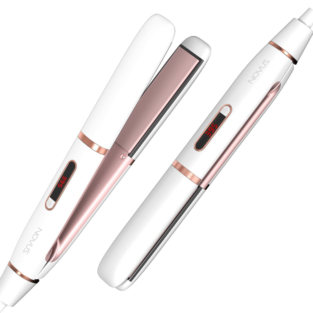 NOVUS Glätteisen und Lockenstab 2 in 1: Schnelles Aufheizen Dual Voltage Haarglätter für Mit Auto Sh
