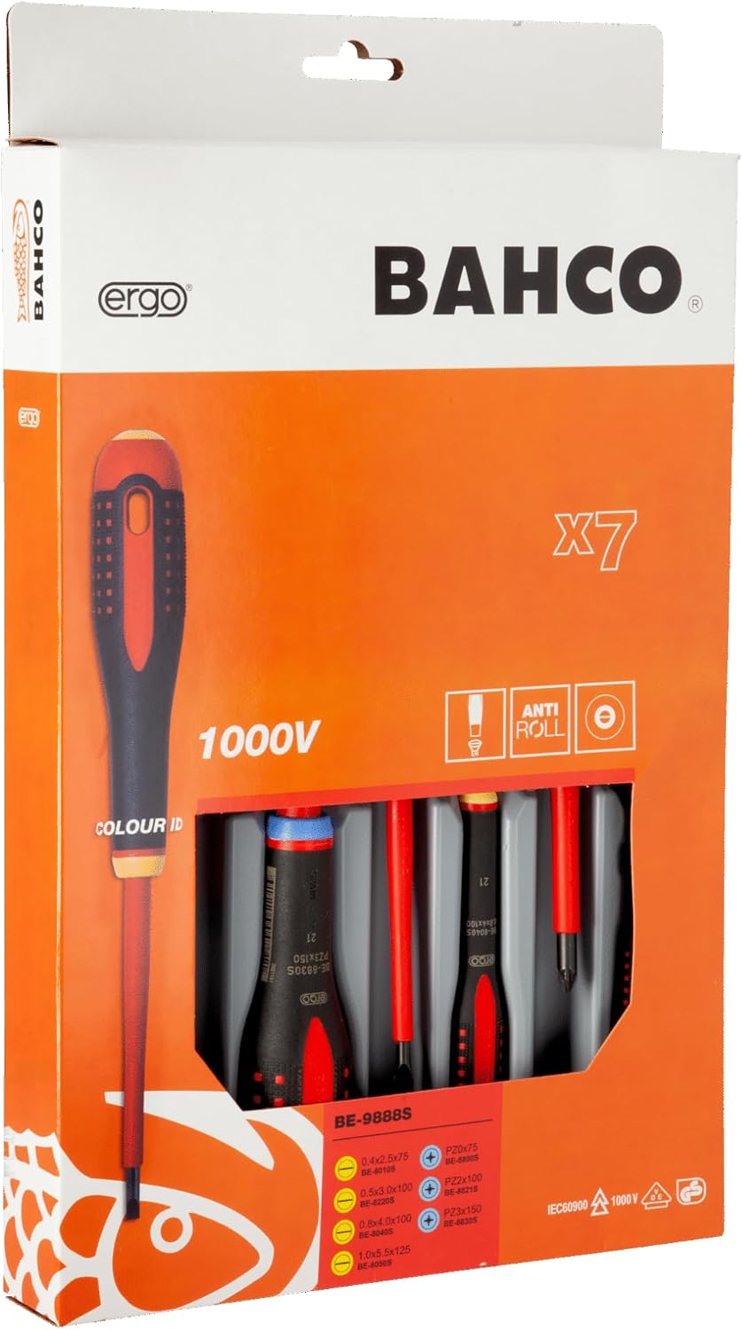 BAHCO BHBE-9888S Schraubendreher-Set (7-teilig) 1 Originalverpackung, 1 Originalverpackung