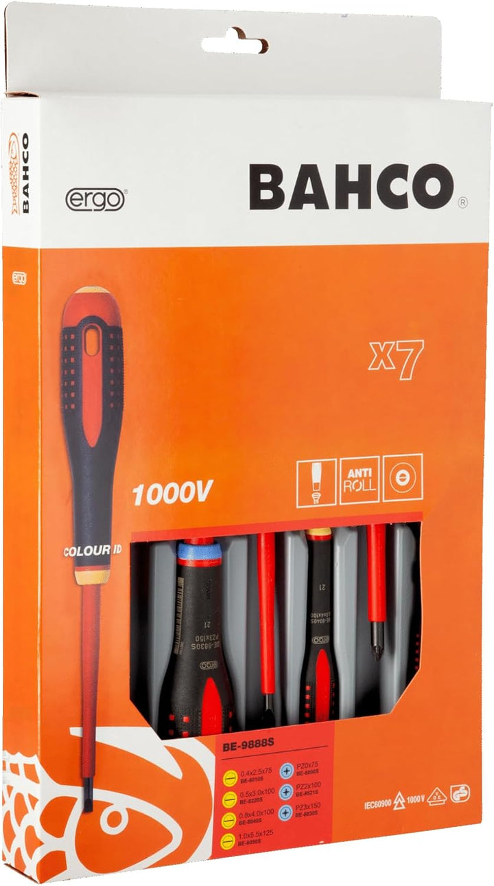 BAHCO BHBE-9888S Schraubendreher-Set (7-teilig) 1 Originalverpackung, 1 Originalverpackung