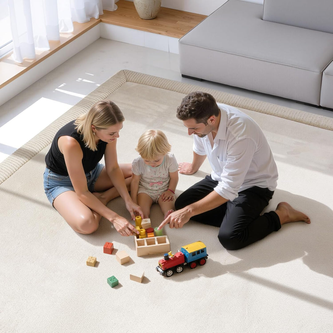 Treeboy Spielmatte Baby 80x150x2cm beige – Teppich für Kinderzimmer mit hochwertigem Memory-Schaum –