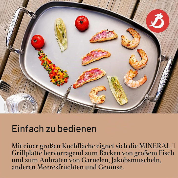 De Buyer 5640.02 Plancha Mineral B Element für zum Backen 38 x 26 cm, Silber, Silberfarben