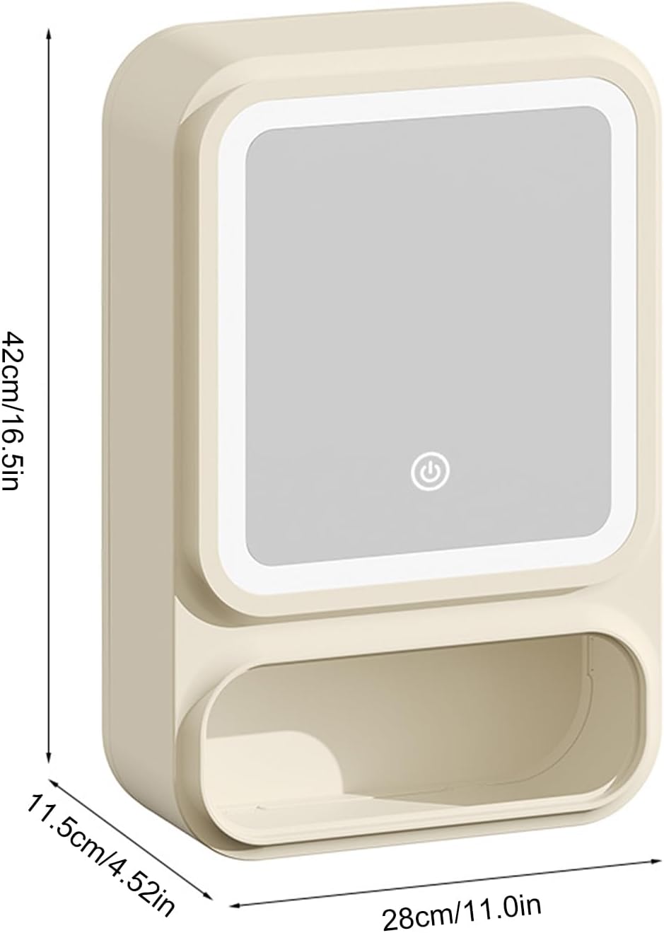 Generisch Bathroom Mirror, Bathroom Wall Cabinet, 16.54x11.02x4.53 Inches, Dimmable LED Lights, Magn