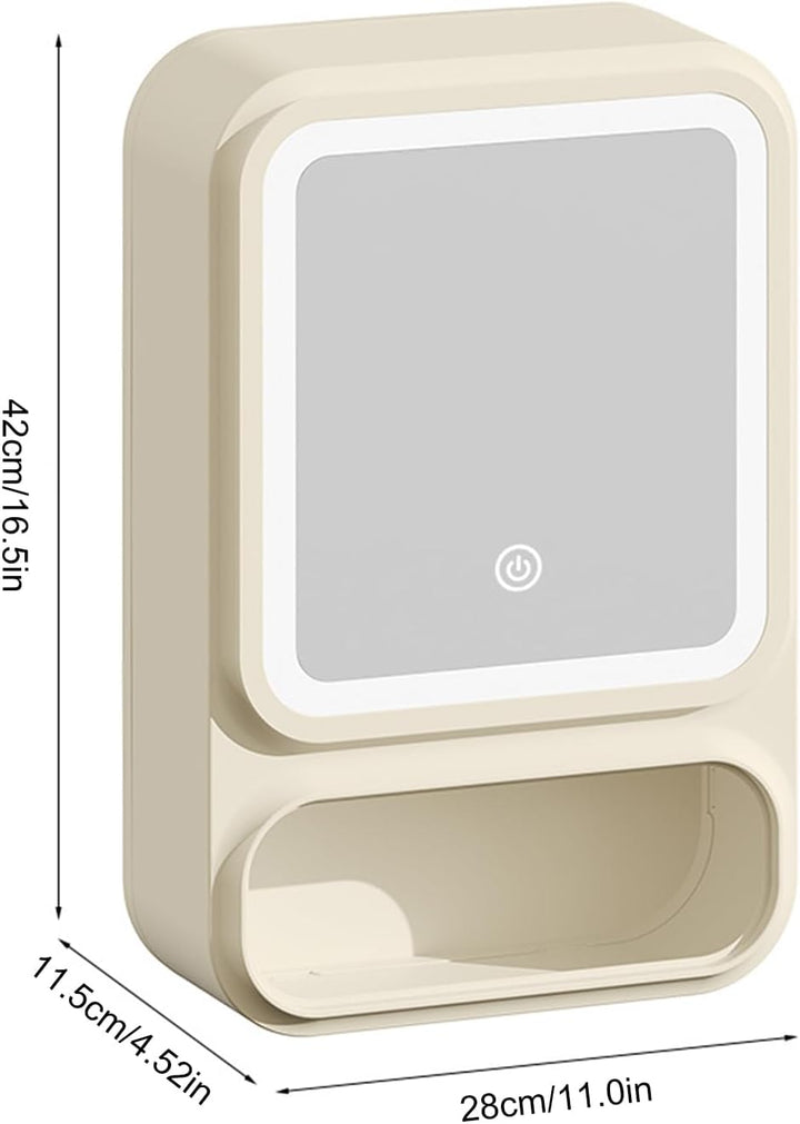 Generisch Bathroom Mirror, Bathroom Wall Cabinet, 16.54x11.02x4.53 Inches, Dimmable LED Lights, Magn