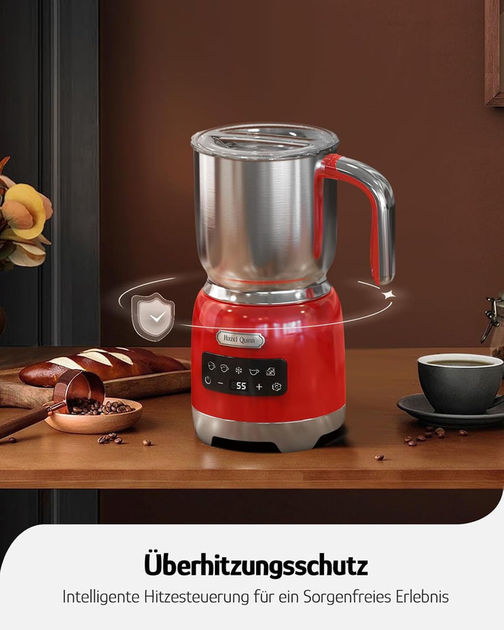 Hazel Quinn Milchaufschäumer 5-in-1 Funktionalität, 450 ml für Milchschaum heiss und kalt, heisse Sc