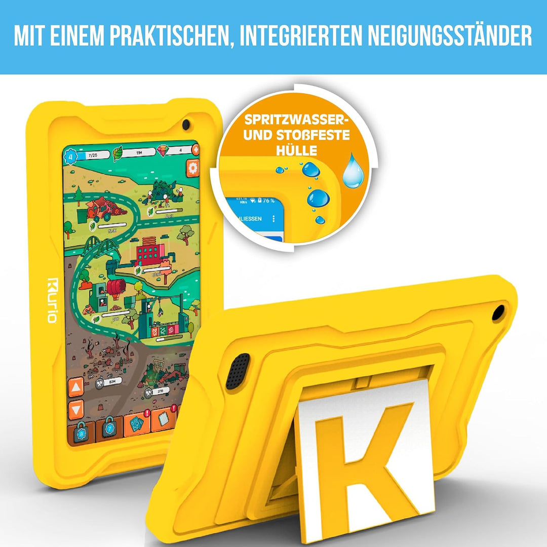 KURIO Kinder Tablet ab 3 Jahren – KiKa Lerntablet für Vorschulkinder mit Silikon-Schutzhülle, 32 GB