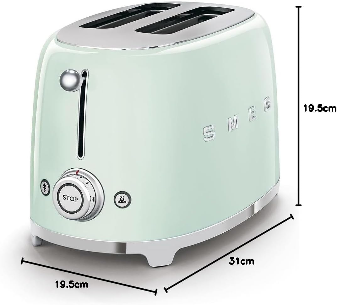 Smeg TSF01PGEU Toaster 2 Scheiben, pastellgrün, Pastellgrün